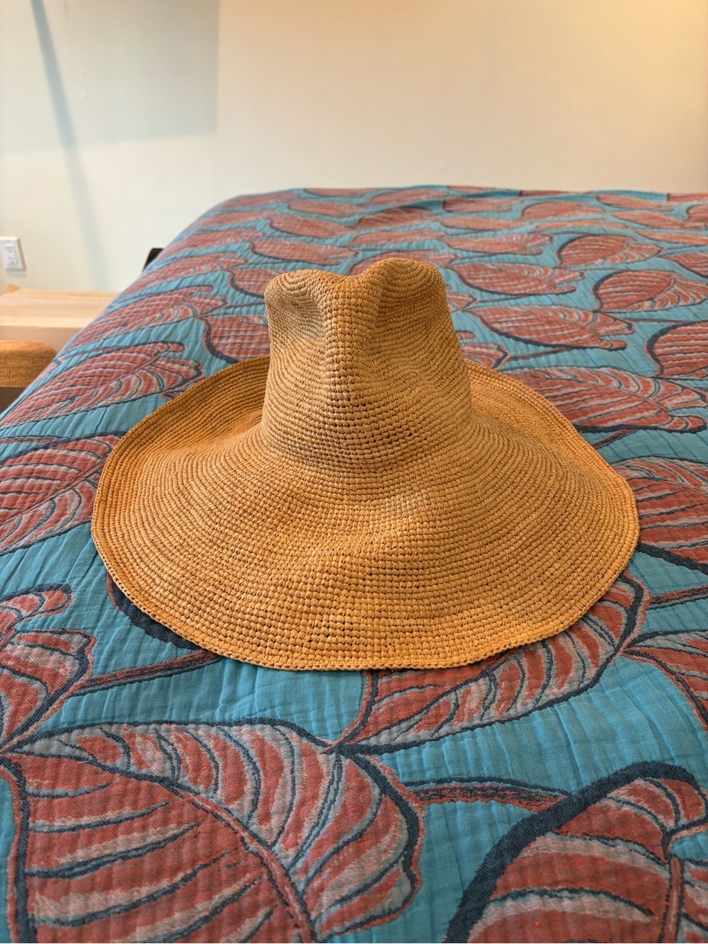 Janessa Leone Waverly Wide Brim Straw Sun Hat in Tan; Never Worn